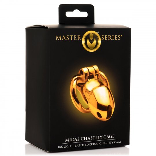 Master Series Midas 18K Gold-Plated Locking Chastity Cage