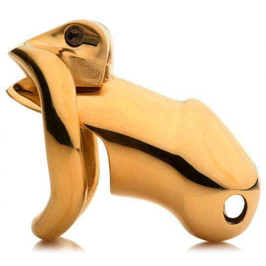 Master Series Midas 18K Gold-Plated Locking Chastity Cage