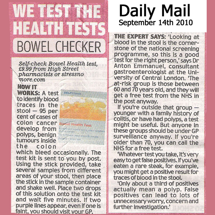 SelfCheck Bowel health test 1