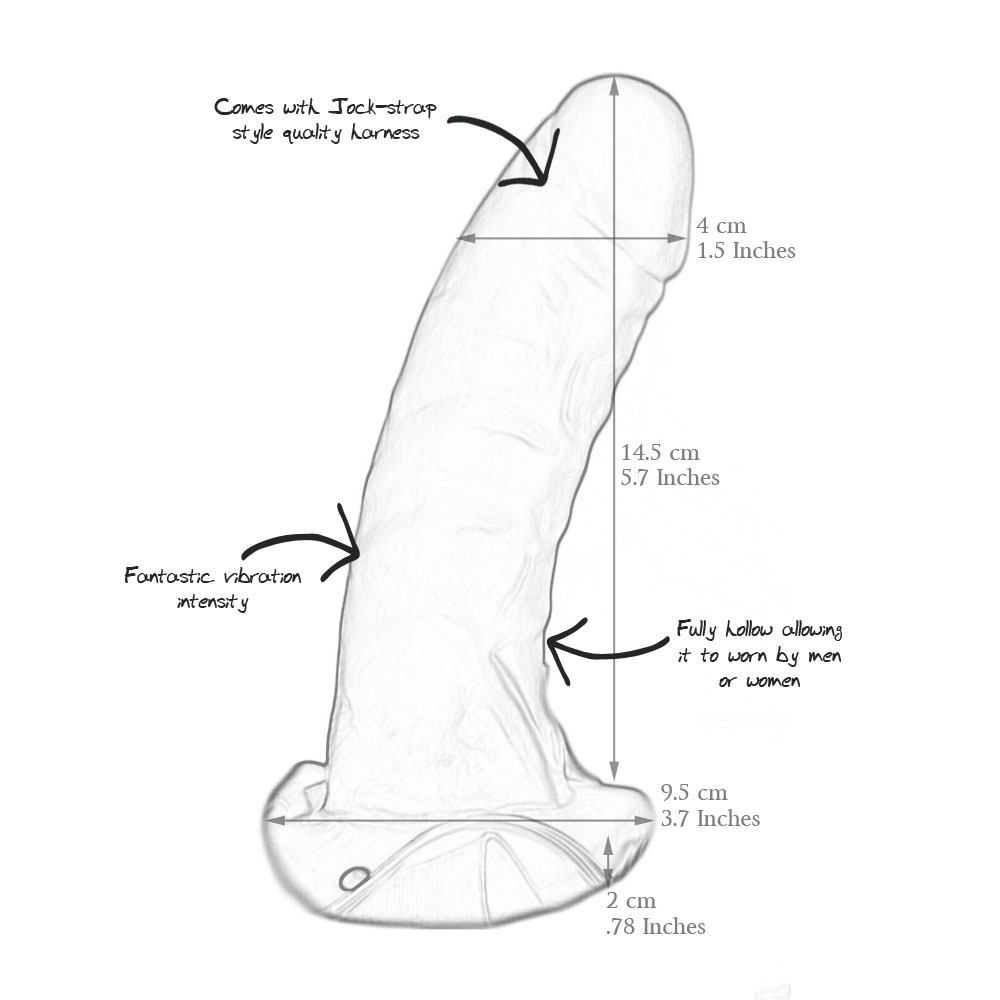 Seven Creations 6 inch Black Hollow Vibrating Strap-On | UberKinky