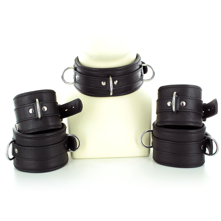 UberKinky Five Piece Locking Leather Restraints Set | UberKinky
