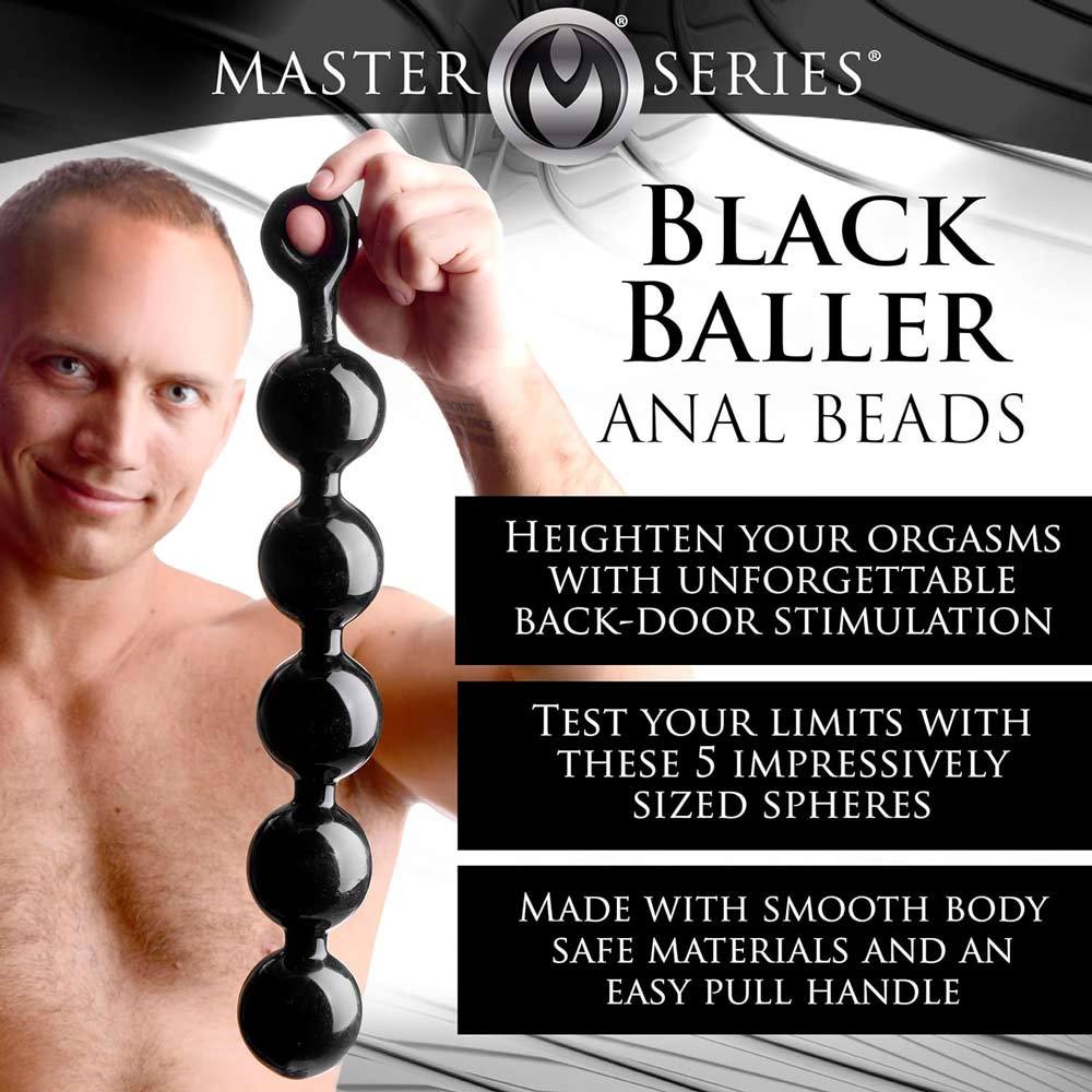 Master Series Black Baller Anal Beads 15 Inches | UberKinky