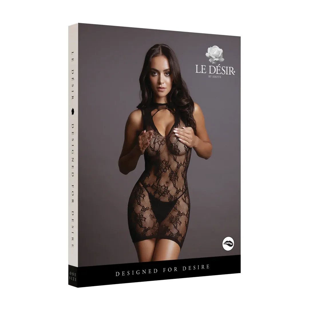 Le Desir High Neck Lace Mini Dress - One Size