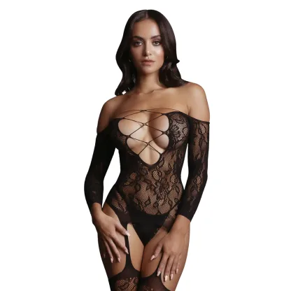 Le Desir Criss Cross Neck Bodystocking - One Size