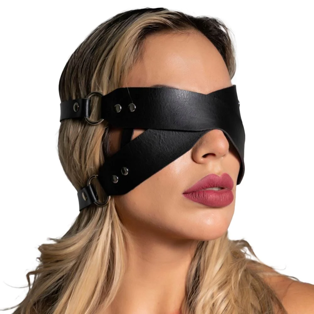 Cross Over Adjustable Leather Blindfold