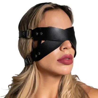 Cross Over Adjustable Leather Blindfold