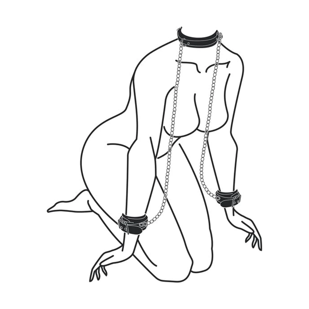 Bonded Leather Collar with Hand Cuffs