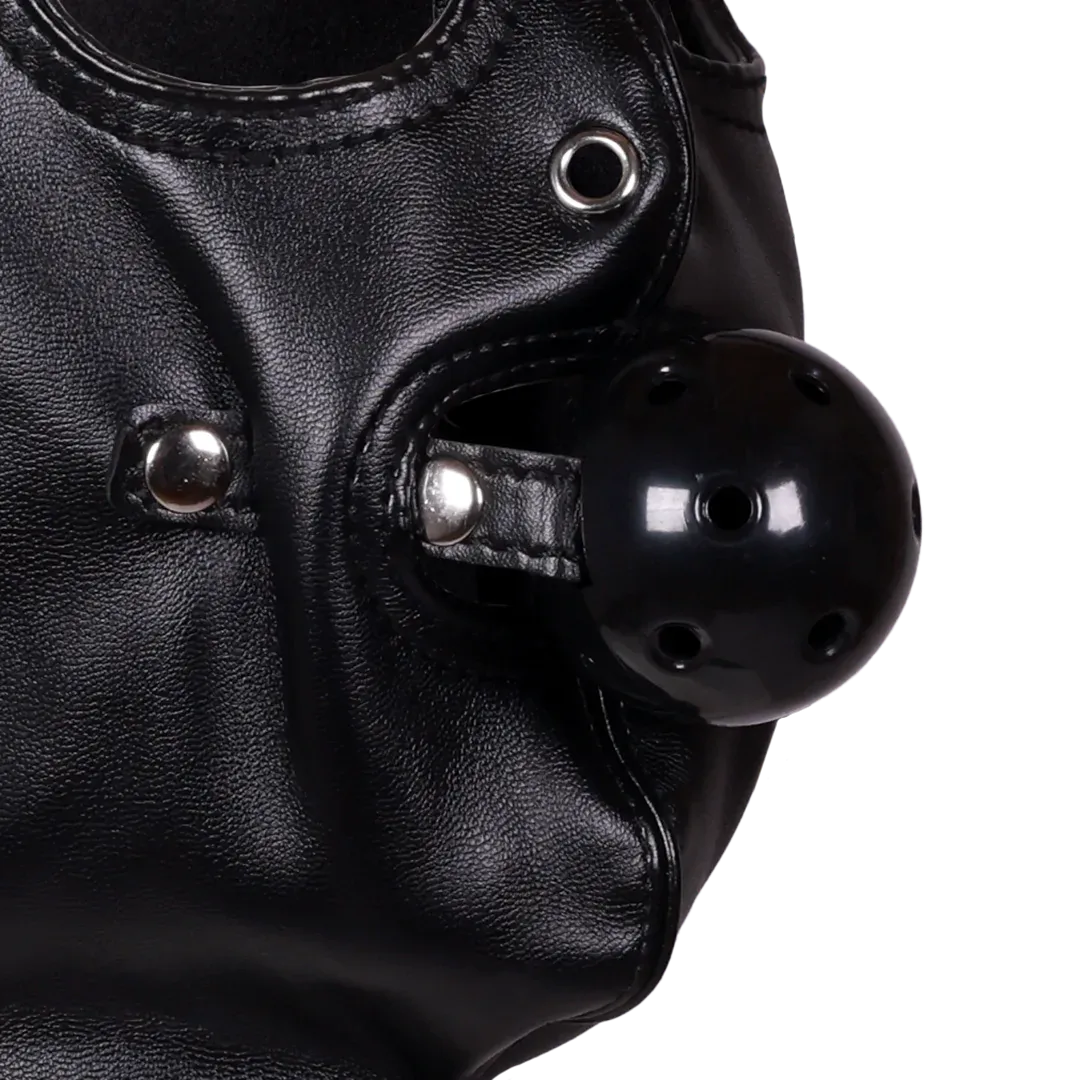 Blindfolded Mask with Breathable Ball Gag - Black