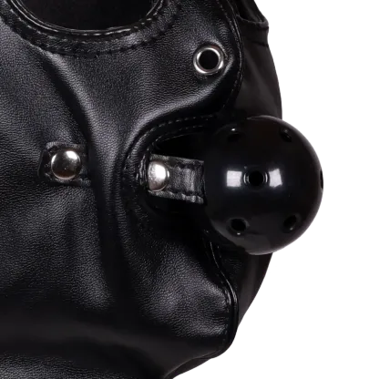 Blindfolded Mask with Breathable Ball Gag - Black