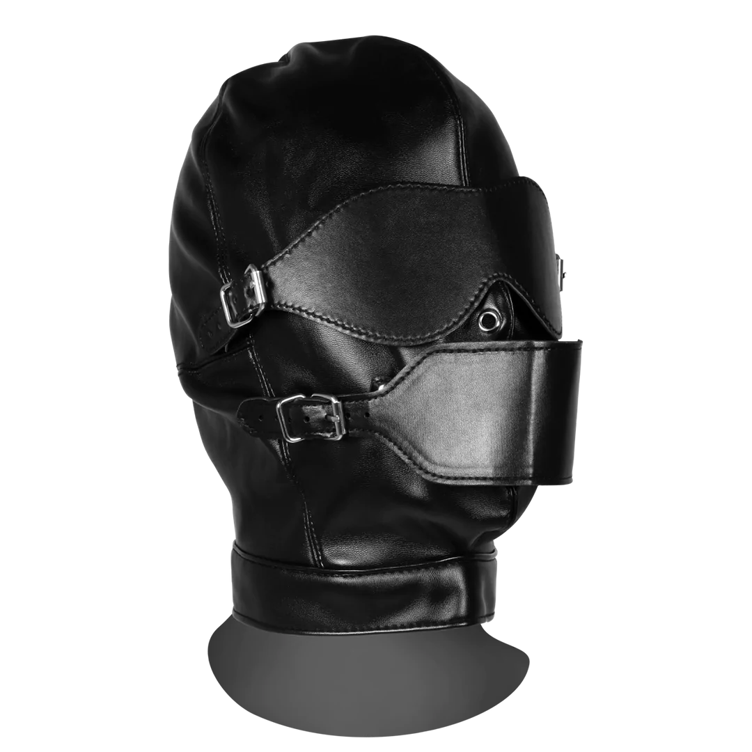 Blindfolded Mask with Breathable Ball Gag - Black