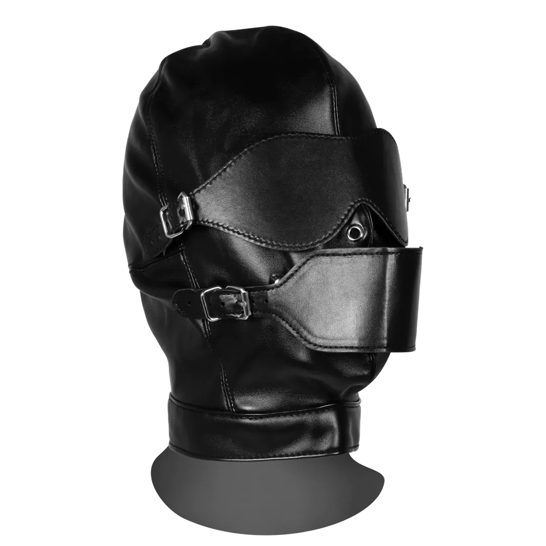 Blindfolded Mask with Breathable Ball Gag - Black
