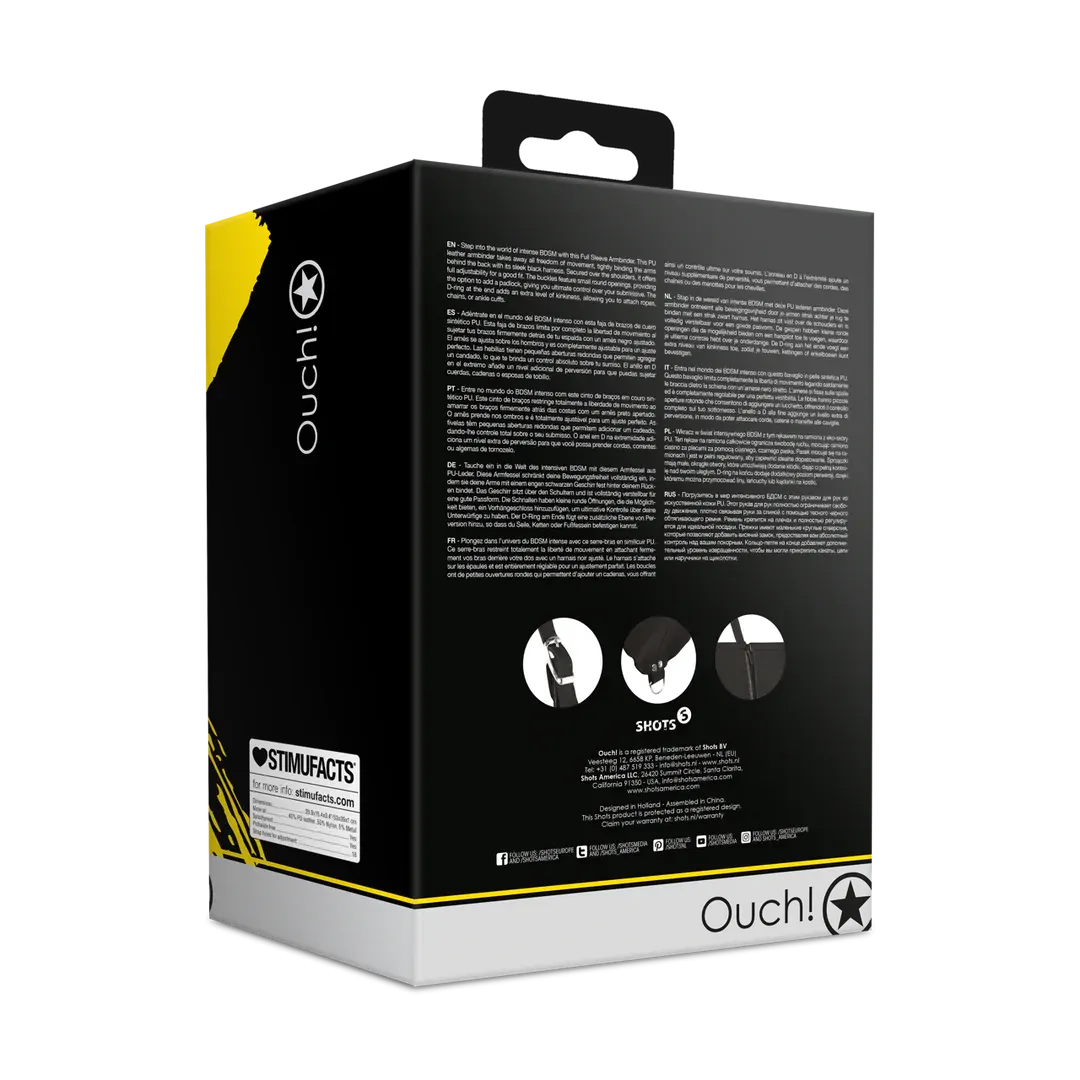 Zip-up Full Sleeve Arm Restraint - Black