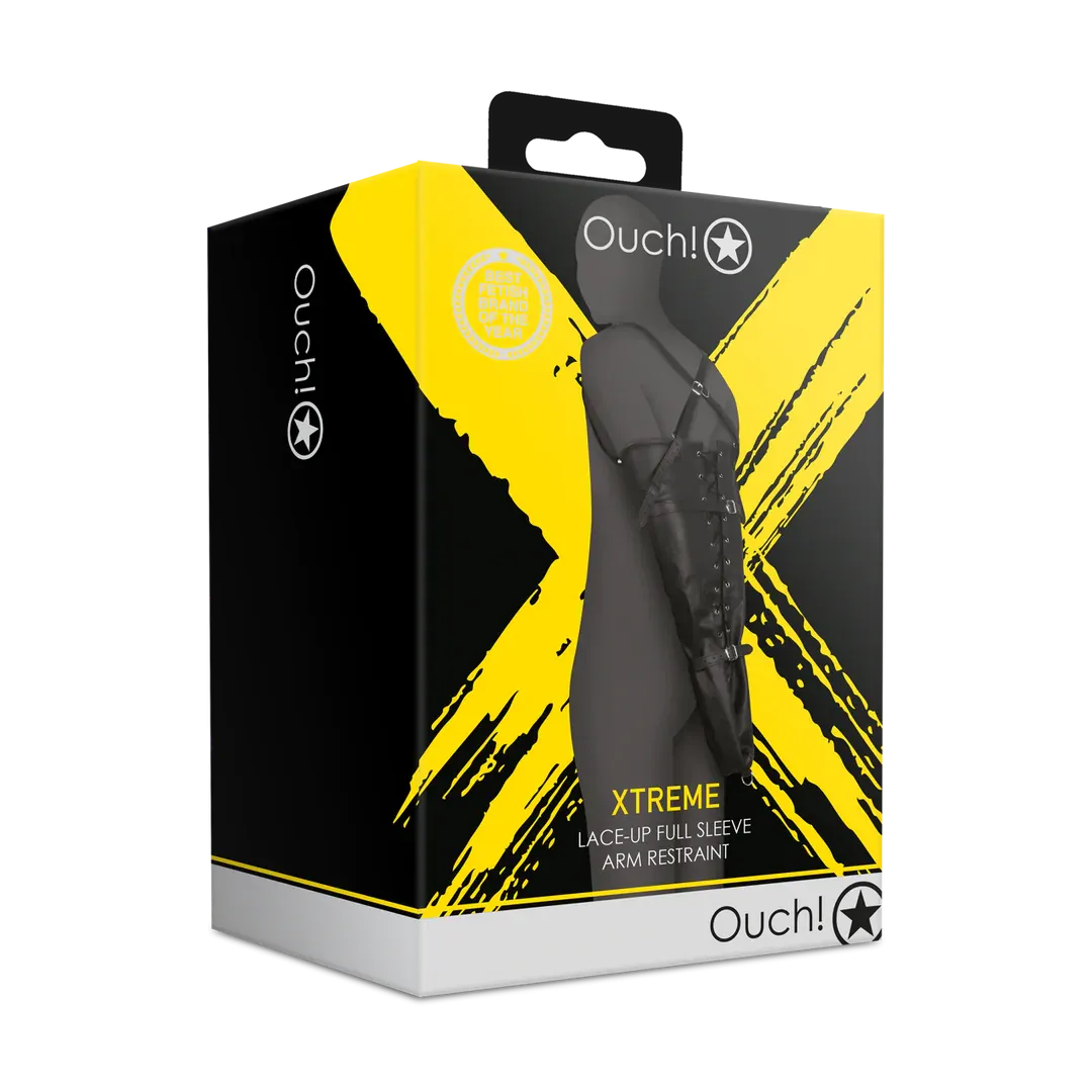 Lace-up Full Sleeve Arm Restraint - Black