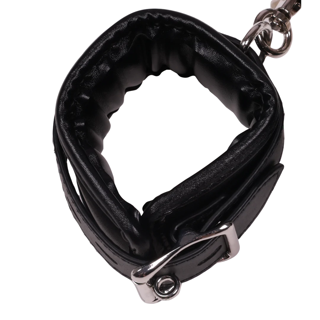 Body Harness with Thigh and Hand Cuffs - Black