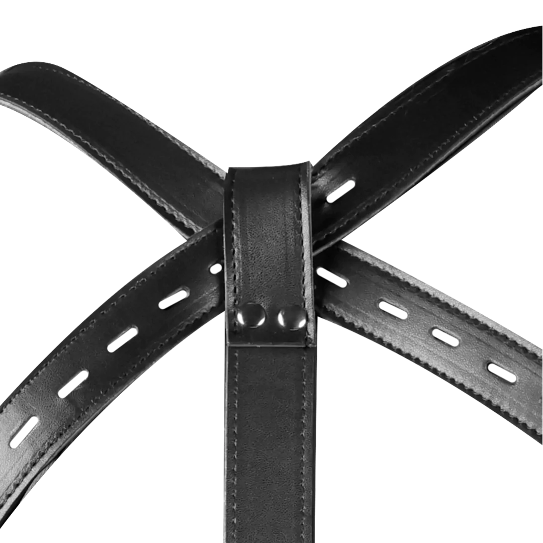 Body Harness with Thigh and Hand Cuffs - Black
