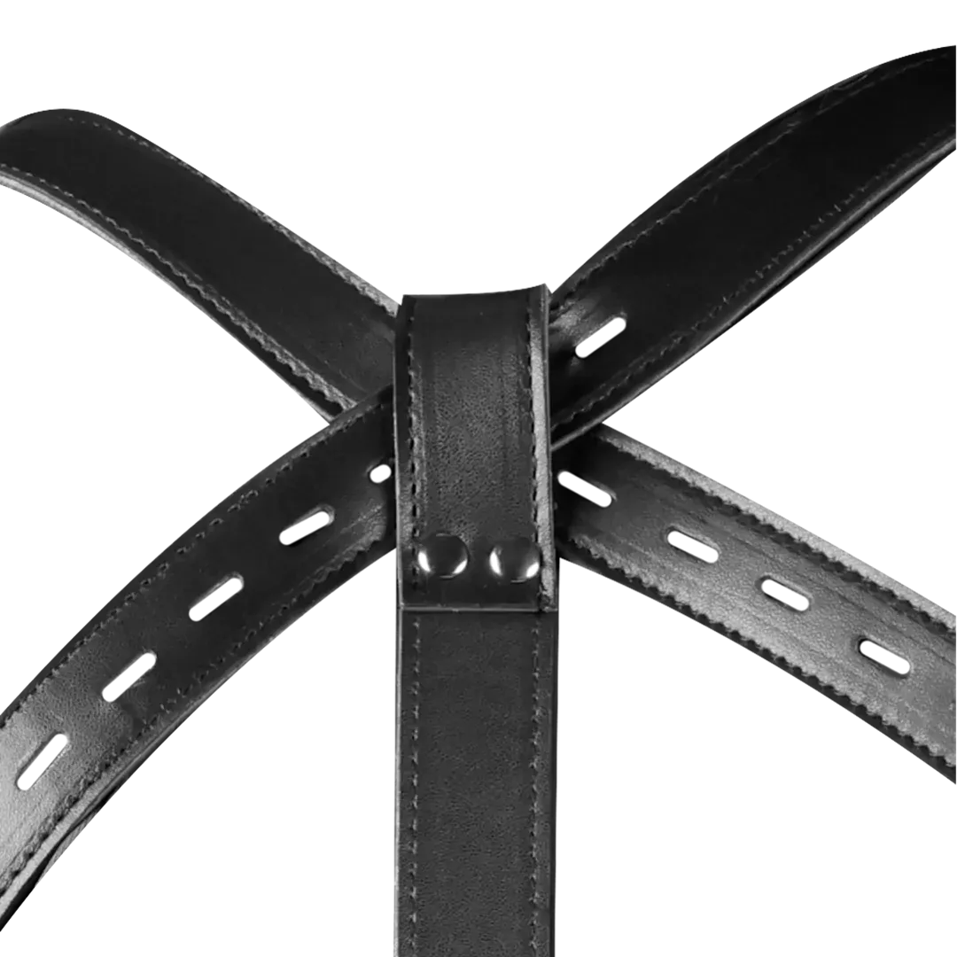 Body Harness with Thigh and Hand Cuffs - Black