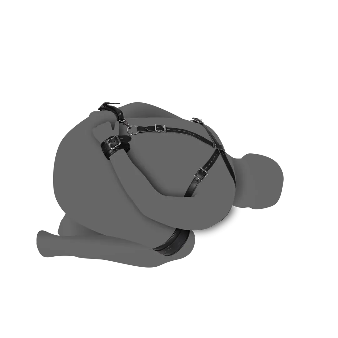 Body Harness with Thigh and Hand Cuffs - Black