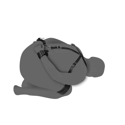 Body Harness with Thigh and Hand Cuffs - Black