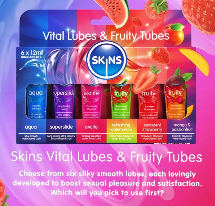 Skins Vital Lubes and Fruity Tubes 6 Pack 12ml | UberKinky