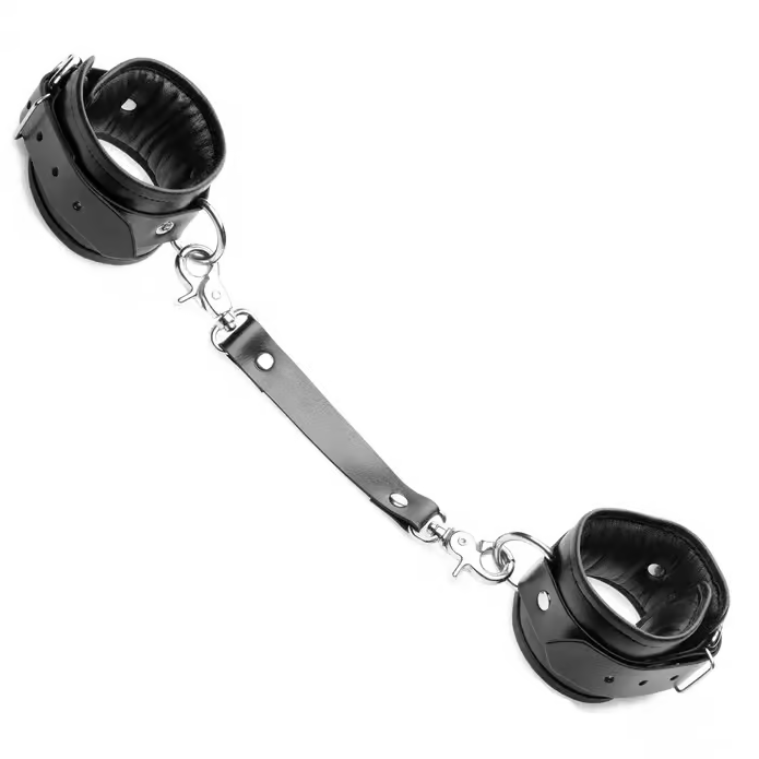 Vegan Leather Strap Linked Bondage Wrist & Ankle Cuffs