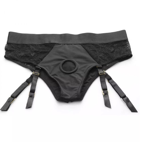 Laced Seductress Crotchless Panty Harness with O Ring