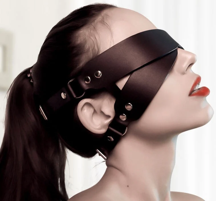 Cross Over Adjustable Leather Blindfold