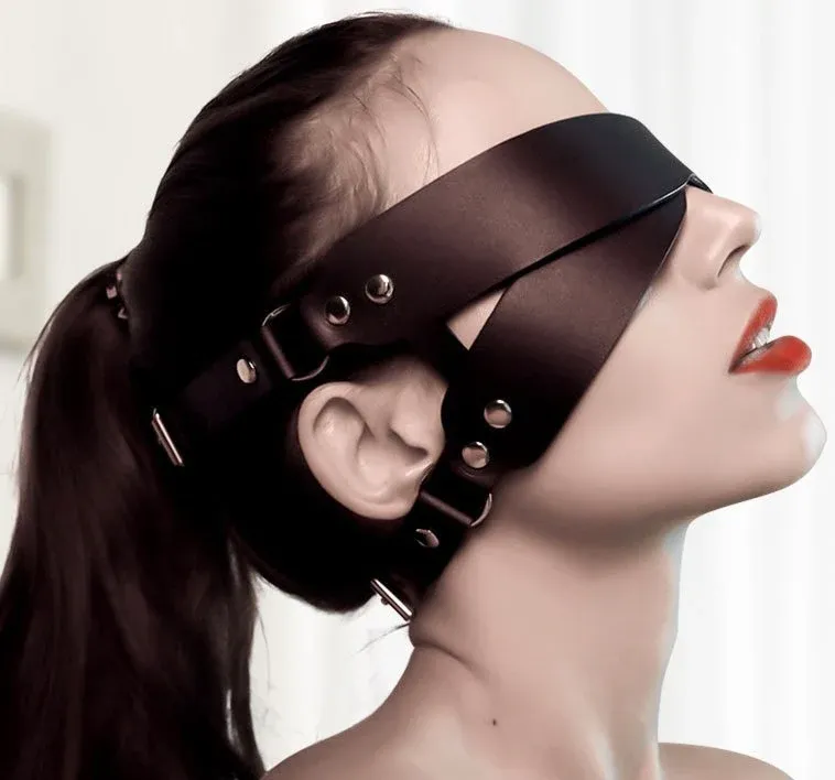 Cross Over Adjustable Leather Blindfold