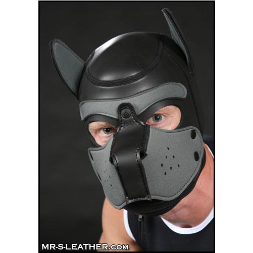 Mr S Leather NEOPRENE Puppy Hood - Black/Grey - Medium
