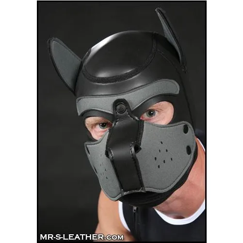 Mr S Leather NEOPRENE Puppy Hood - Black/Grey - Medium