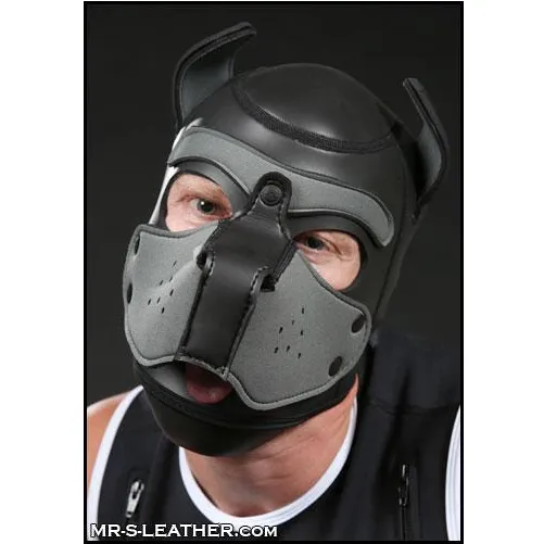 Mr S Leather NEOPRENE Puppy Hood - Black/Grey - Medium