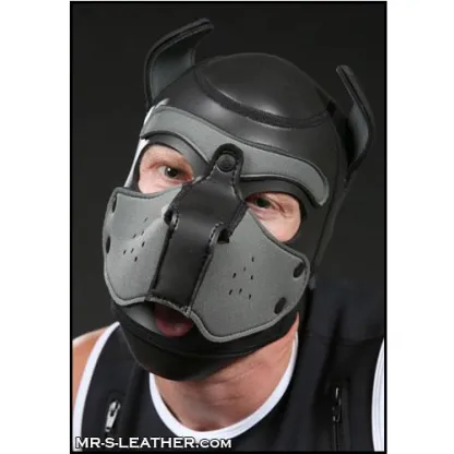 Mr S Leather NEOPRENE Puppy Hood - Black/Grey - Medium