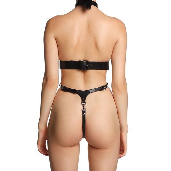 Lady Leather Body Harness Set | Black