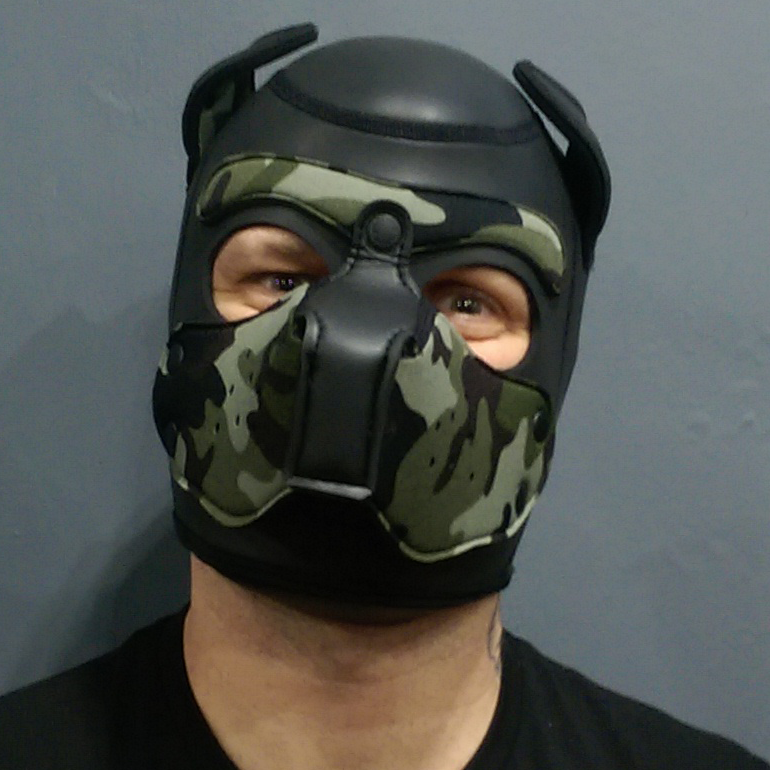 Mr S Leather NEOPRENE Puppy Hood - Black/CAMO - Medium