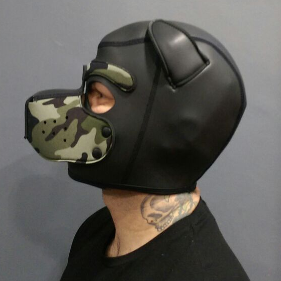 Mr S Leather NEOPRENE Puppy Hood - Black/CAMO - Medium