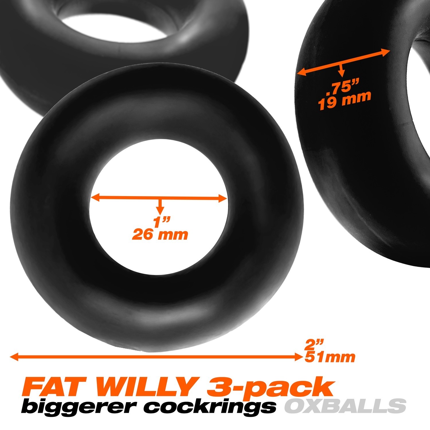 Oxballs Fat Willy Cock Rings x 3