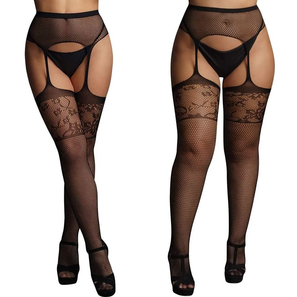 Le Desir Garterbelt Stockings With Lace Top | UberKinky