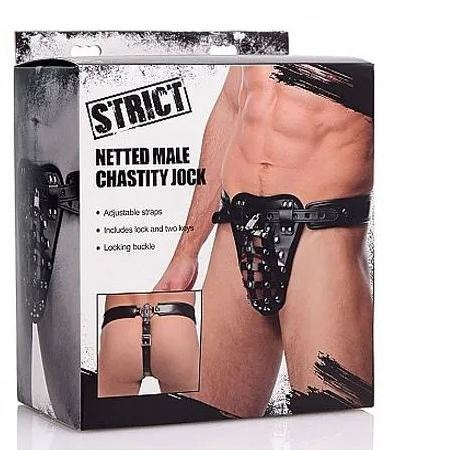Strict Leather Netted Male Chastity Jock 32.5 - 40.5 Inches