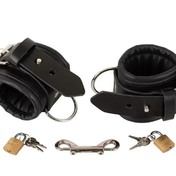 Leather Padded Wrist Cuffs with Trigger Hook 