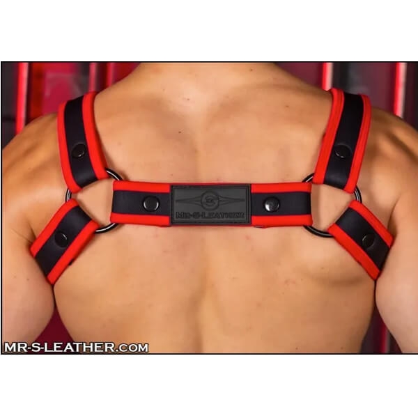 Mr S Leather NEO CARBON Bulldog Harness | Red & Black