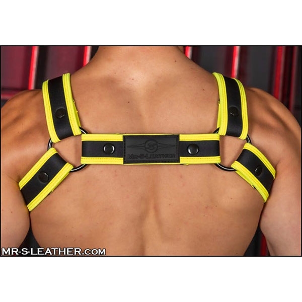 Mr S Leather NEO CARBON Bulldog Harness | Yellow & Black
