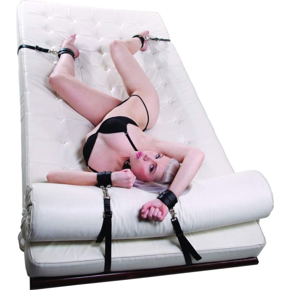 Under the Bed Restraint System with Vegan Leather Straps & Cuffs