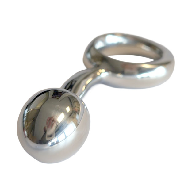 UberKinky Titus Curved Prostate & G-Spot Plug with Finger Ring | Stainless Steel