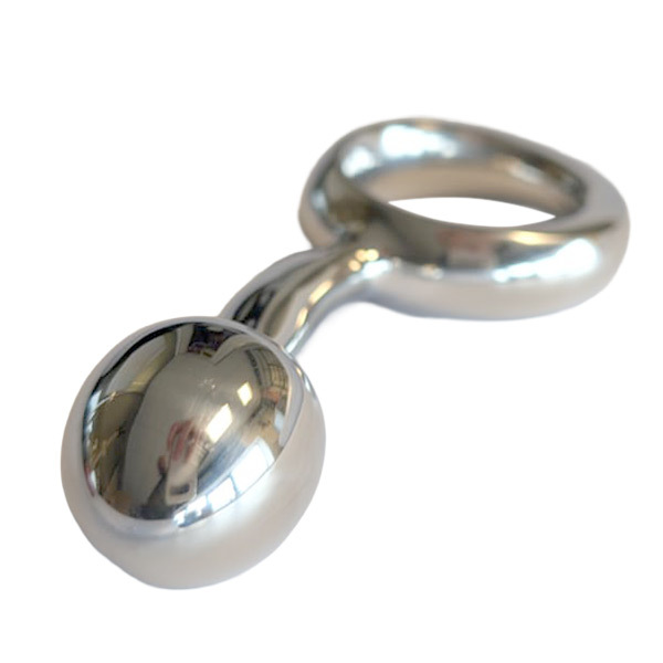 UberKinky Titus Curved Prostate & G-Spot Plug with Finger Ring | Stainless Steel