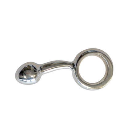 UberKinky Titus Curved Prostate & G-Spot Plug with Finger Ring: Medium | Stainless Steel