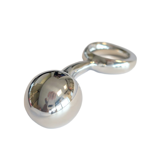UberKinky Titus Curved Prostate & G-Spot Plug with Finger Ring: Medium | Stainless Steel