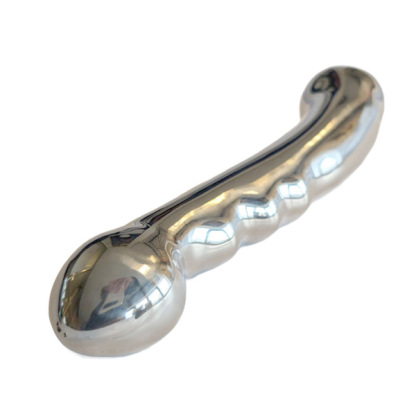UberKinky Titus 11 inch Ribbed G-Spot & Prostate Wand | Stainless Steel