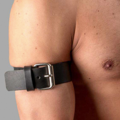 Black Leather Armband with Buckle