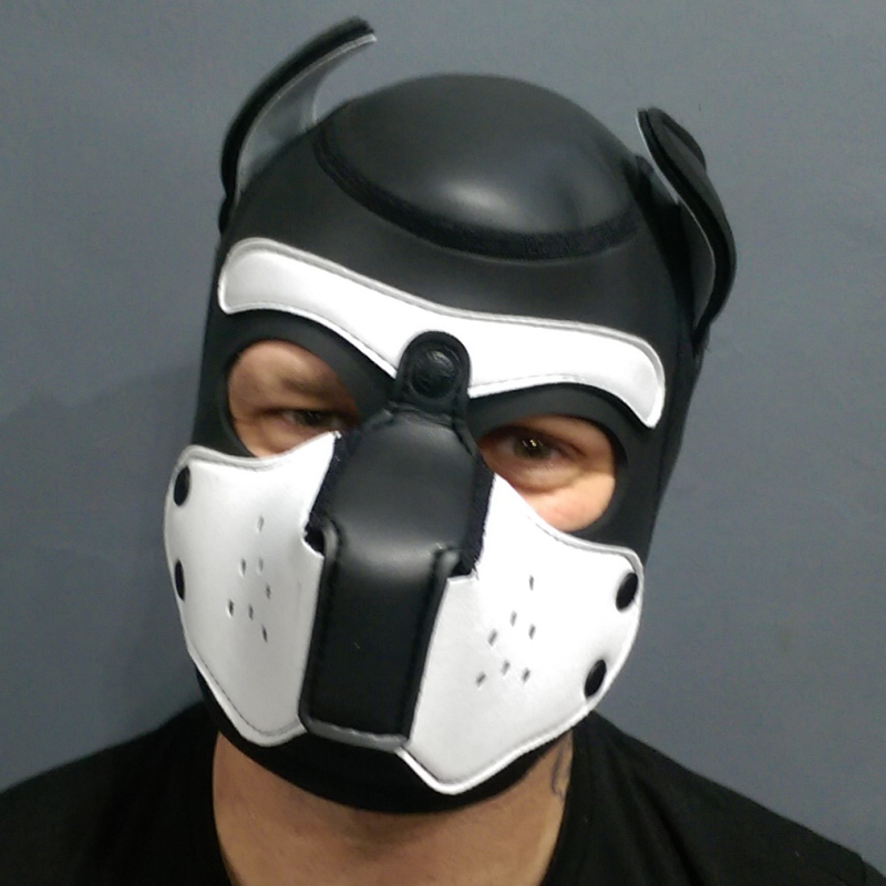 Mr S Leather NEOPRENE Puppy Hood - Black/White - Large