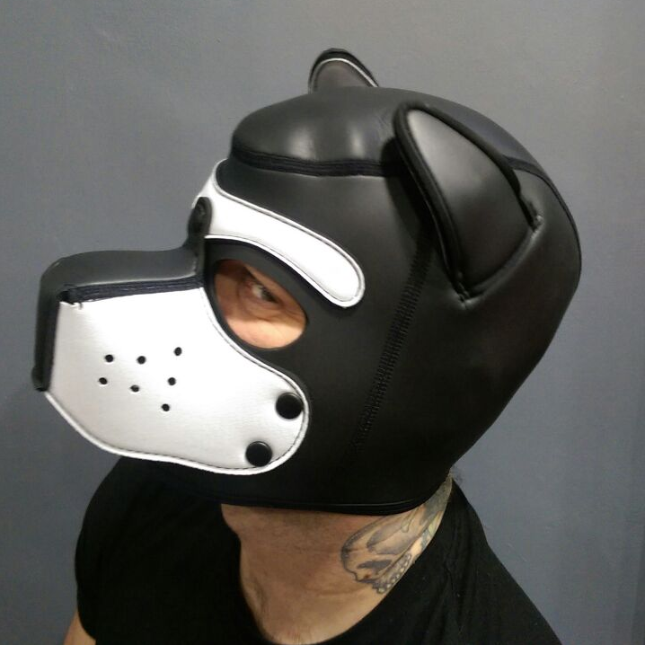 Mr S Leather NEOPRENE Puppy Hood - Black/White - Large