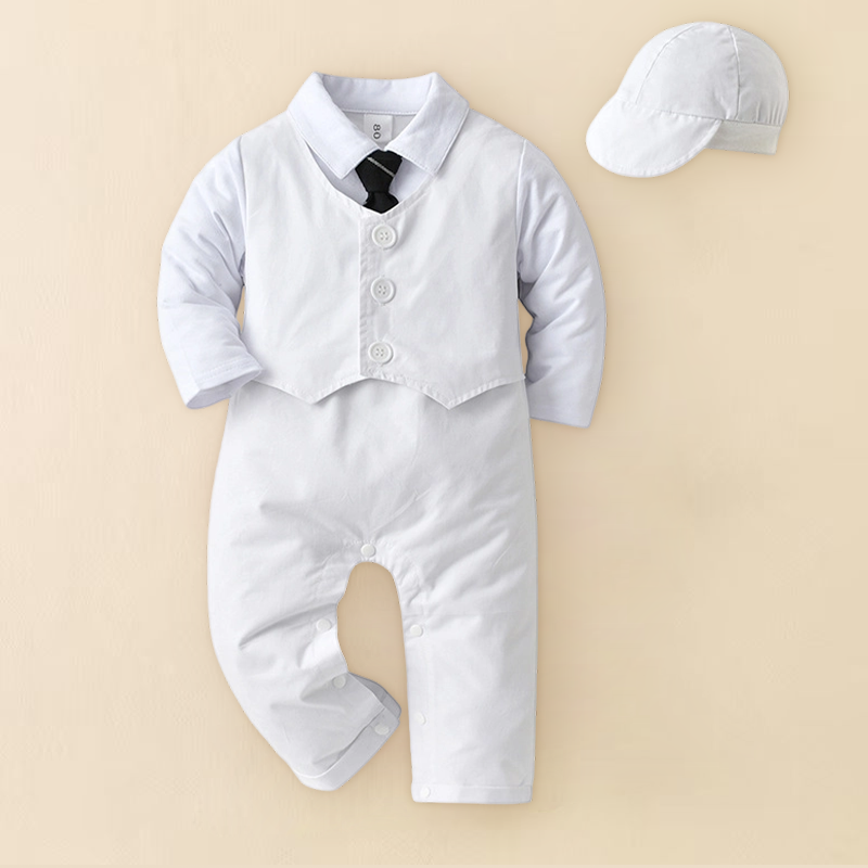 2pcs Baby Boy British Style Romper with Matching Hat